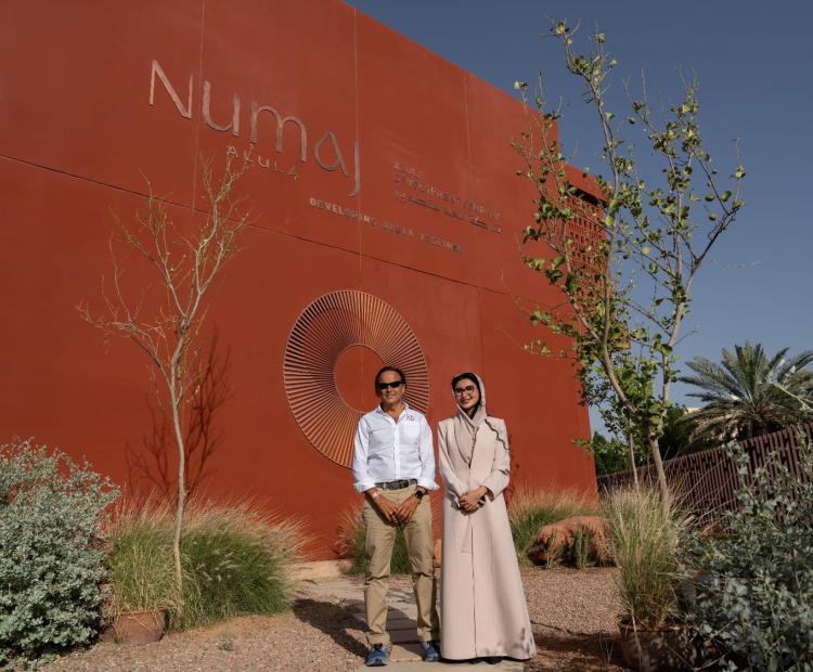 John Pagano, Managing Director of UDC, and Abeer AlAkel, CEO of RCU, during a site visit in AlUla